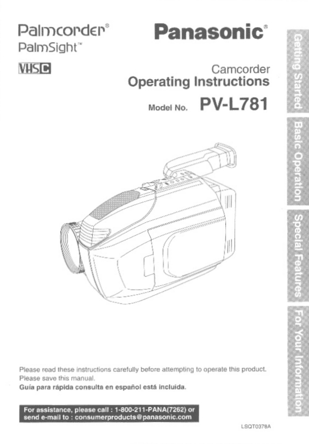 Panasonic PV-L781 manual 