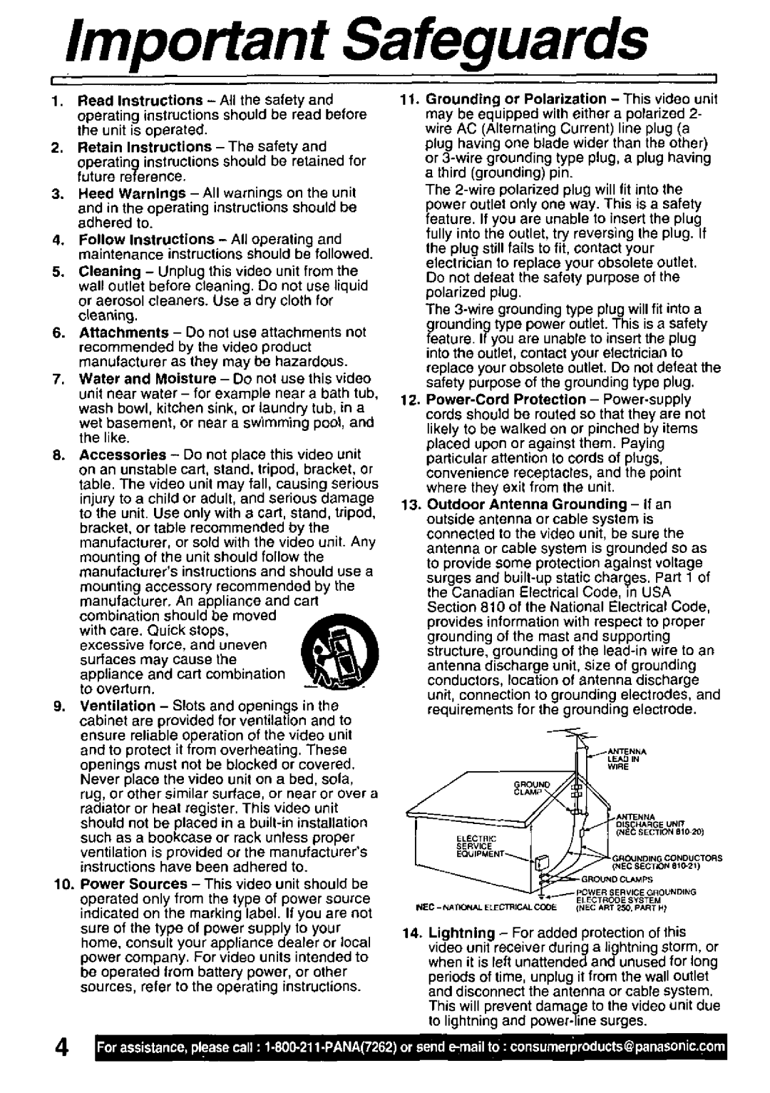 Panasonic PV-L781 manual 