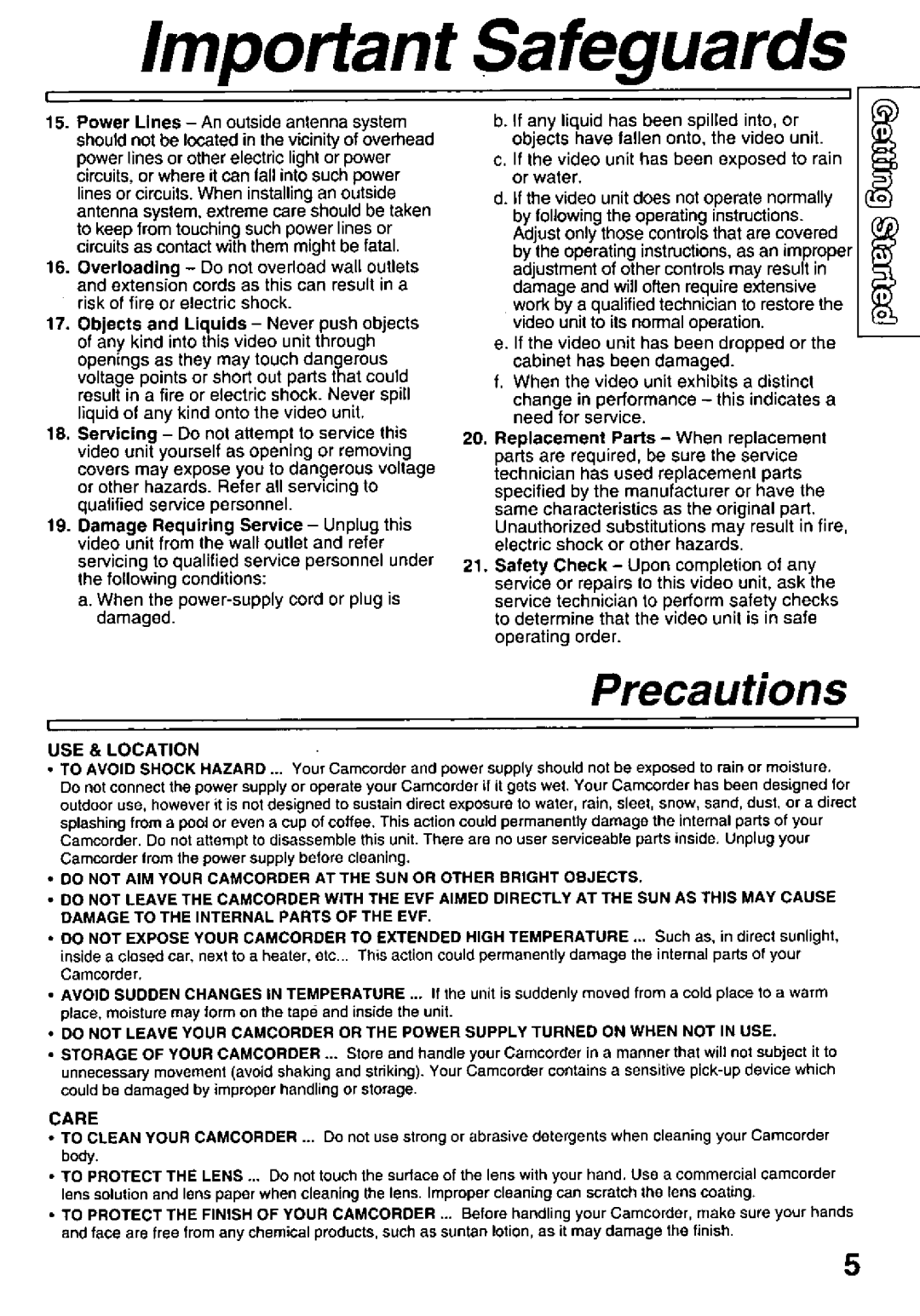 Panasonic PV-L781 manual 