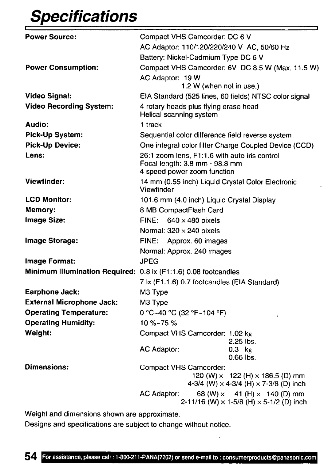 Panasonic PV-L781 manual 