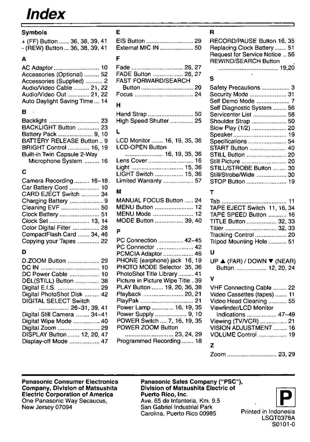 Panasonic PV-L781 manual 