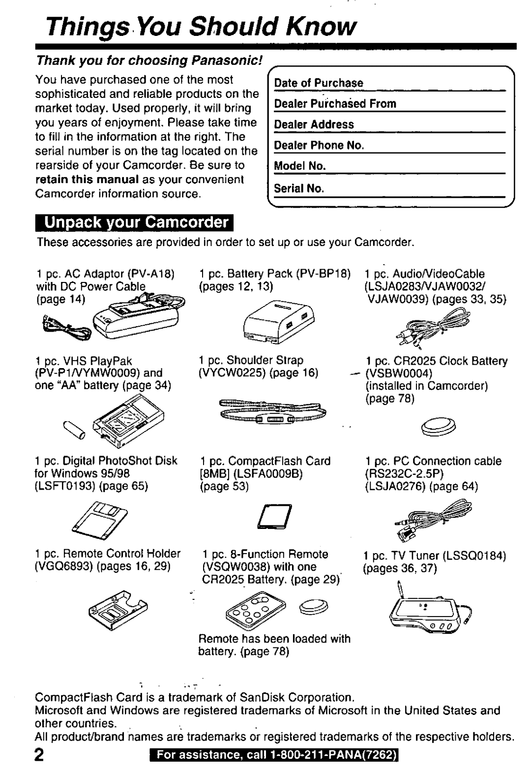 Panasonic PV-L850 manual 