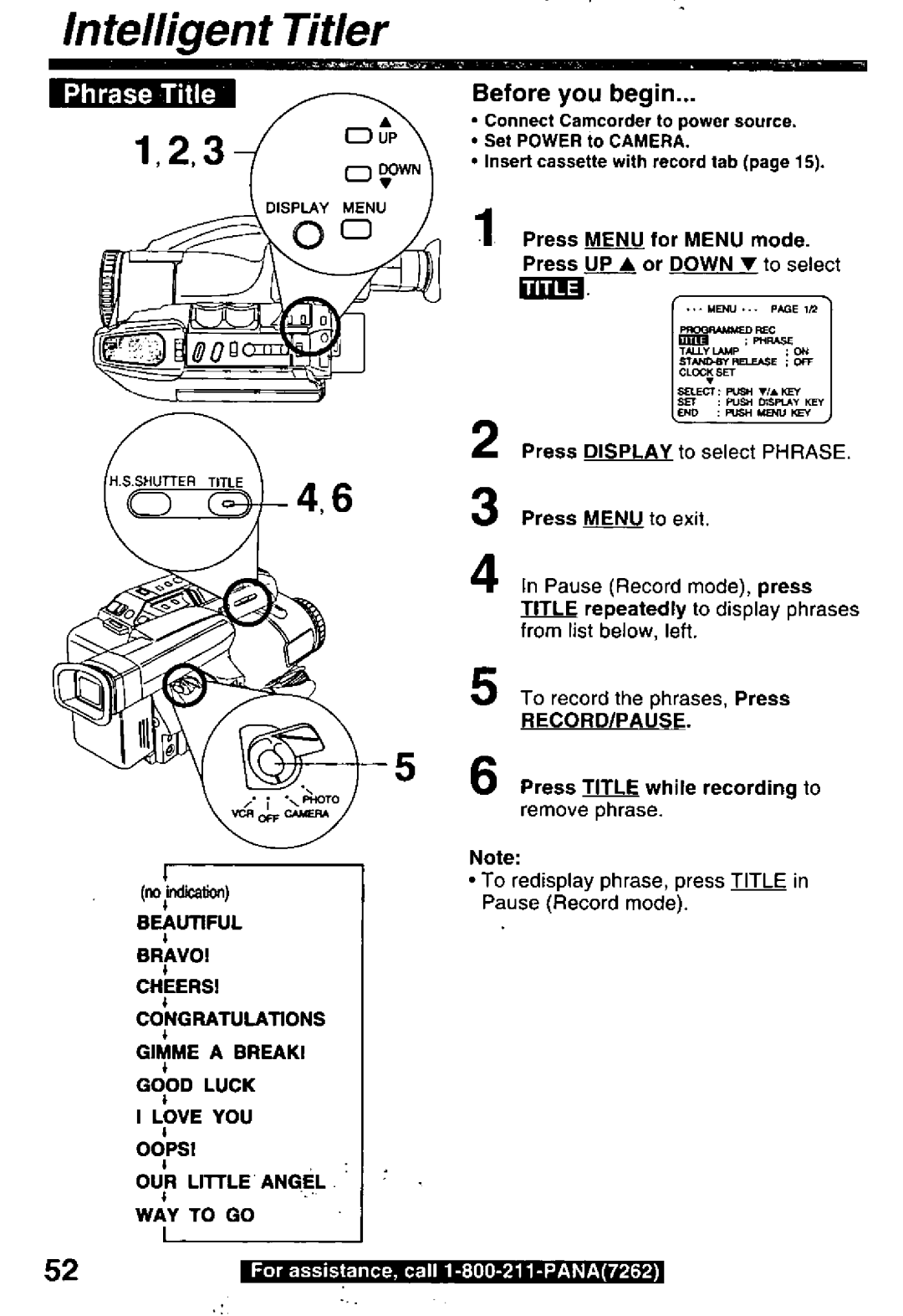 Panasonic PV-L850 manual 