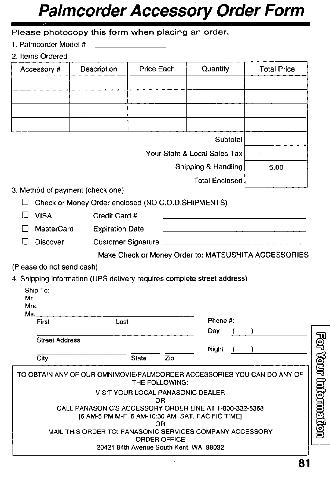 Panasonic PV-L850 manual 