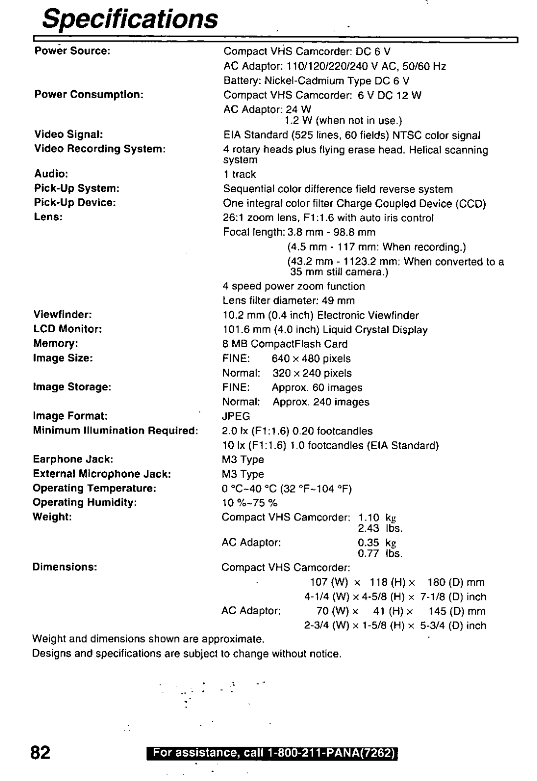 Panasonic PV-L850 manual 