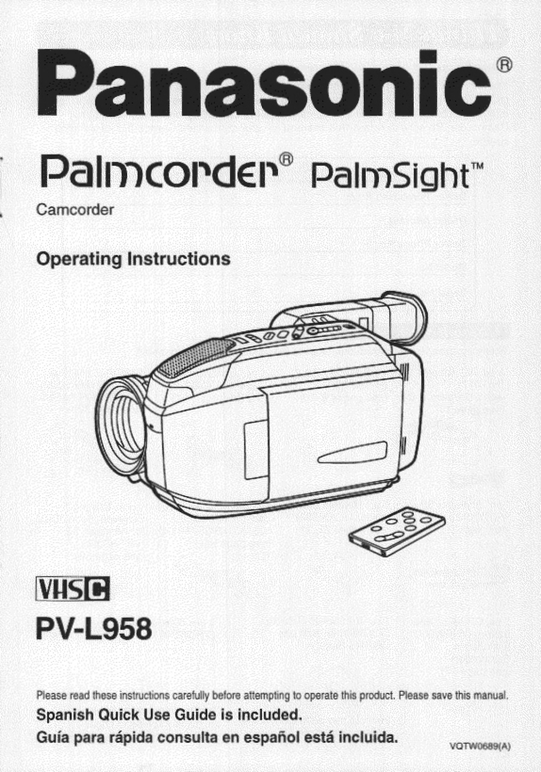 Panasonic PV-L958 manual 