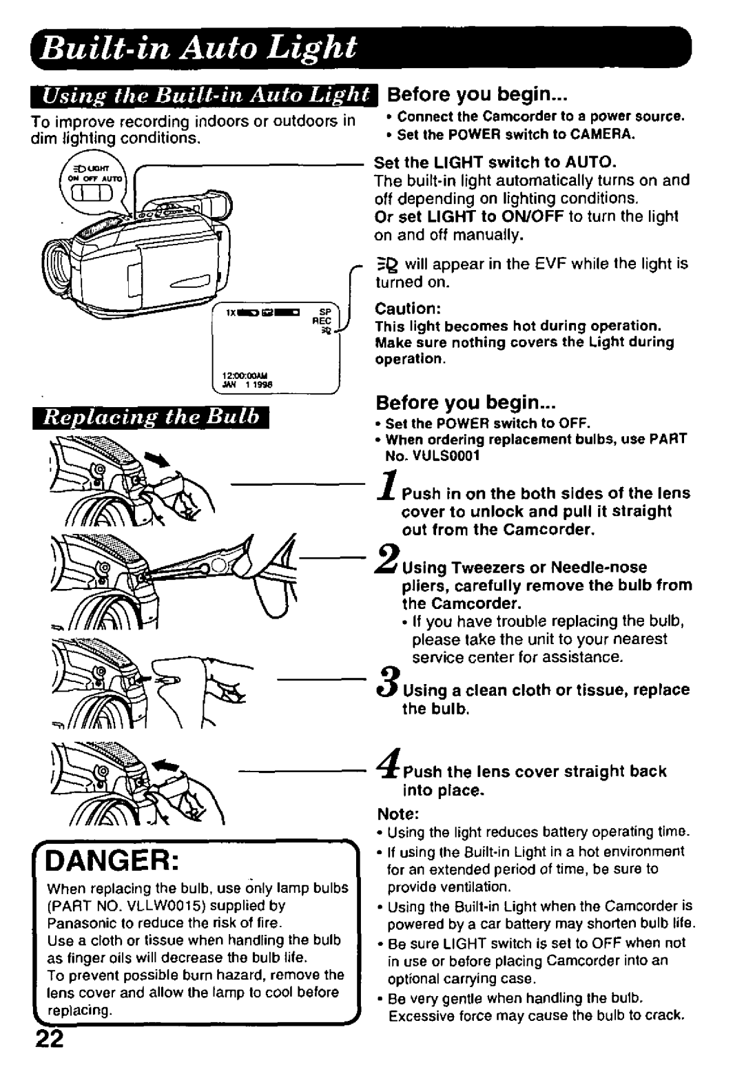 Panasonic PV-L958 manual 