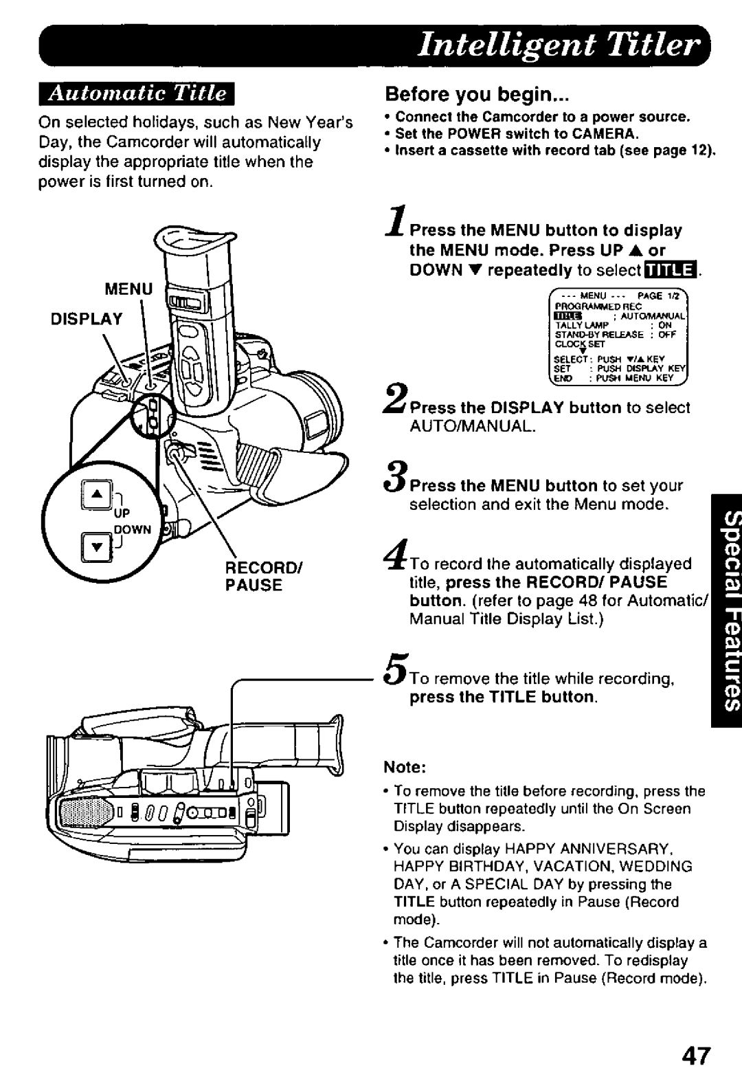 Panasonic PV-L958 manual 