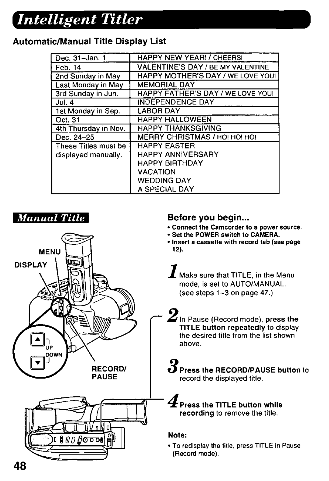 Panasonic PV-L958 manual 