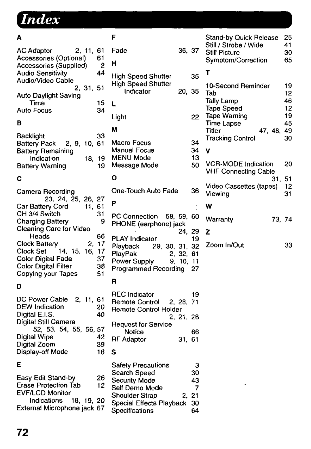 Panasonic PV-L958 manual 