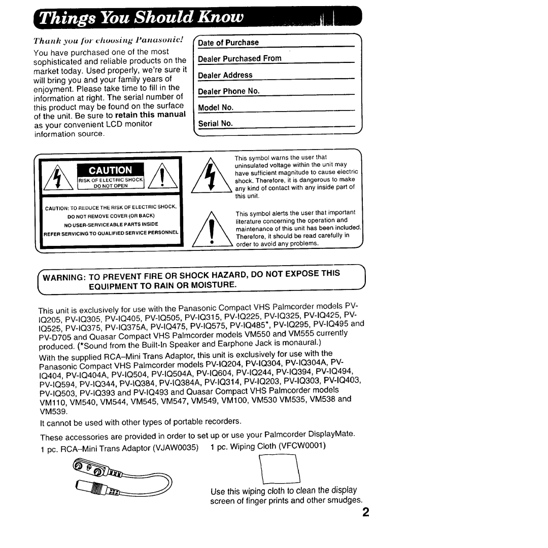 Panasonic PV-LCD35 operating instructions 7hulzh you lbr choo.ing laltsolic 