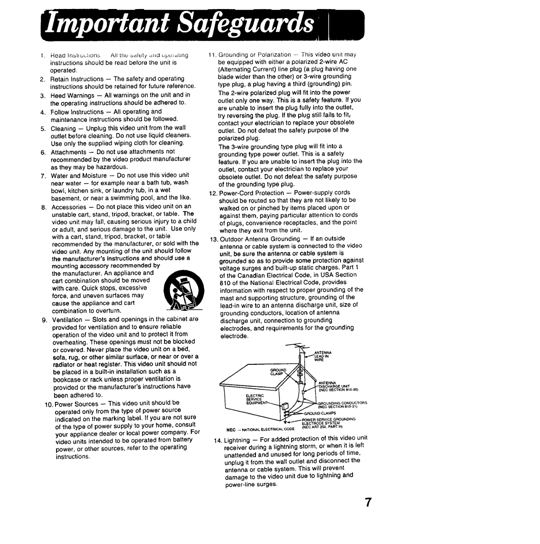 Panasonic PV-LCD35 operating instructions GROUNDtNG 