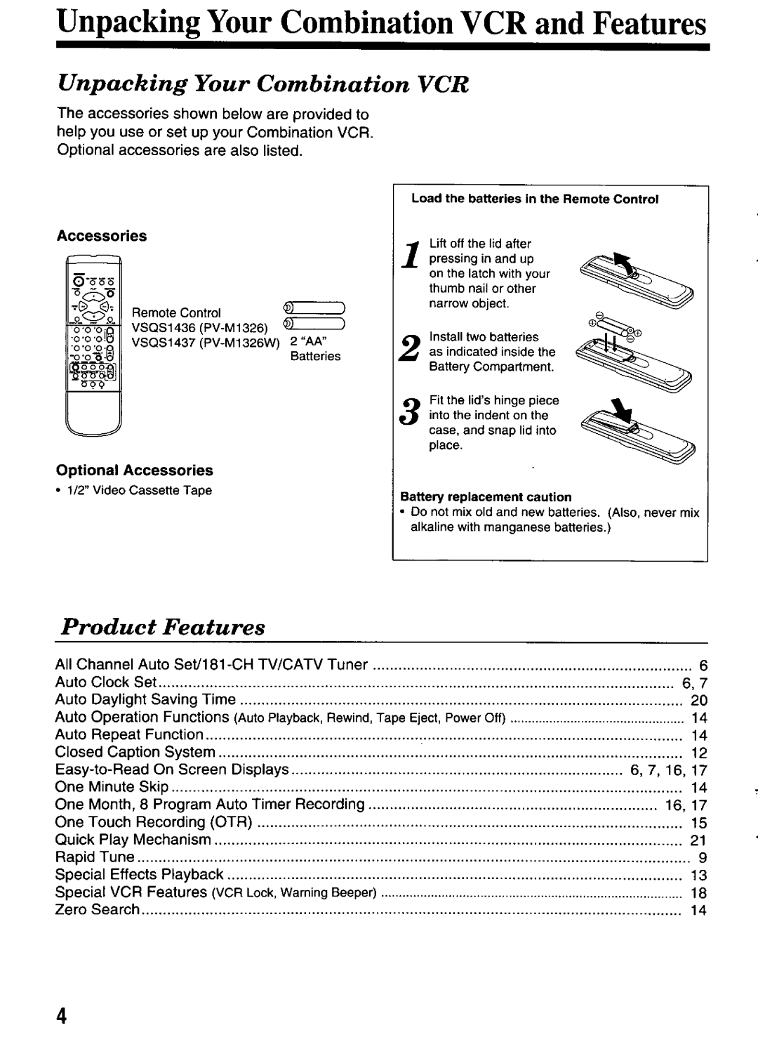 Panasonic PV-M1326W manual 