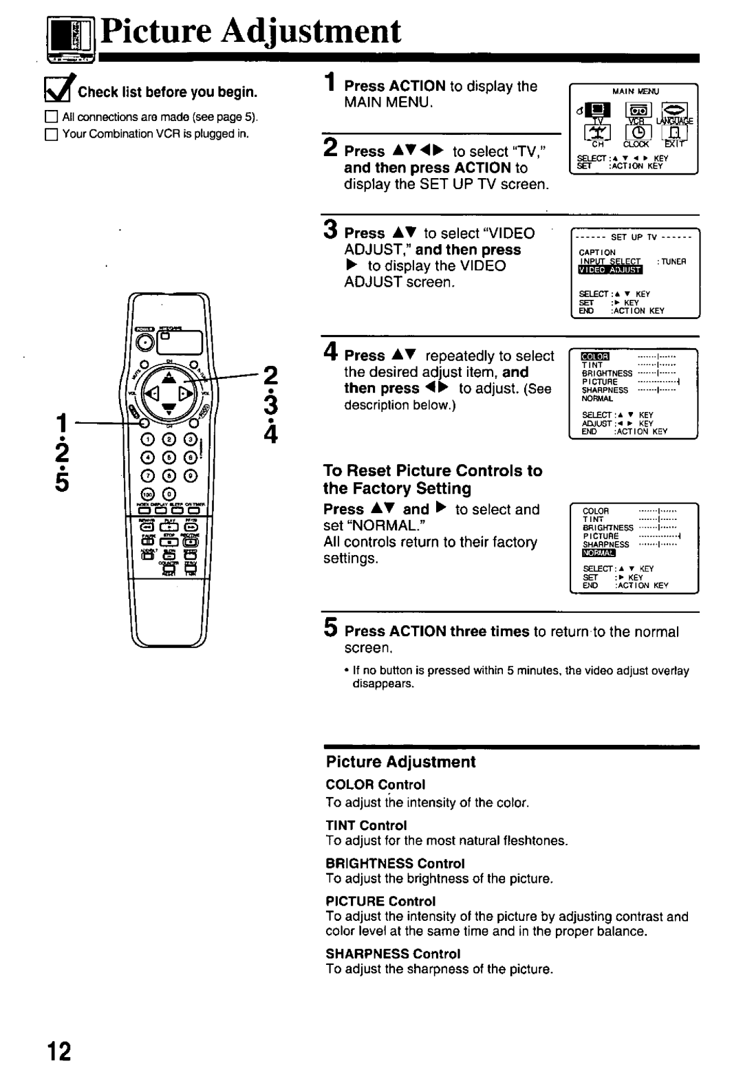 Panasonic PV-M1338 manual 