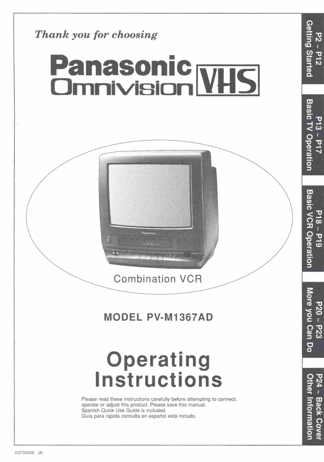 Panasonic PV-M1367AD manual 