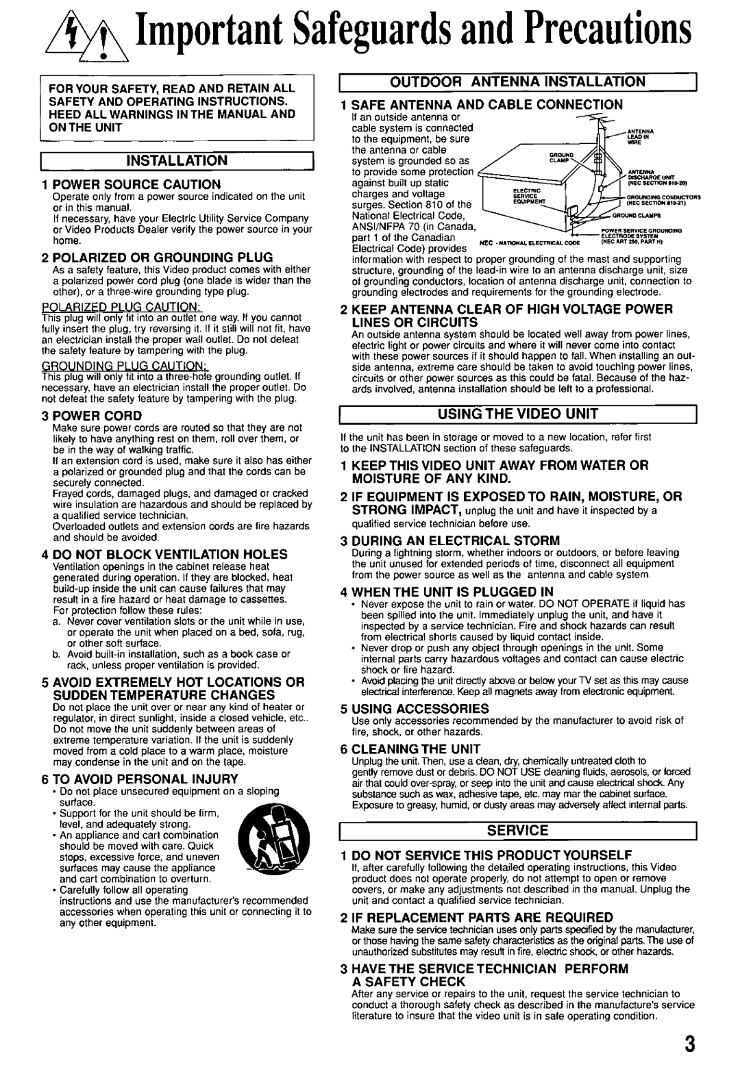 Panasonic PV-M1367AD manual 