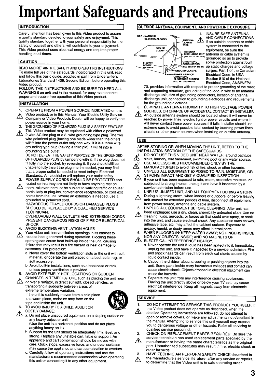 Panasonic PV-M2036 manual 