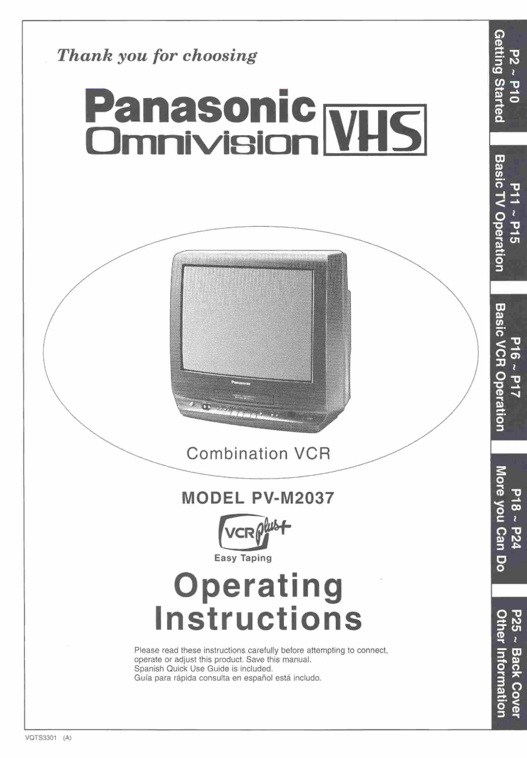 Panasonic PV-M2037 manual 