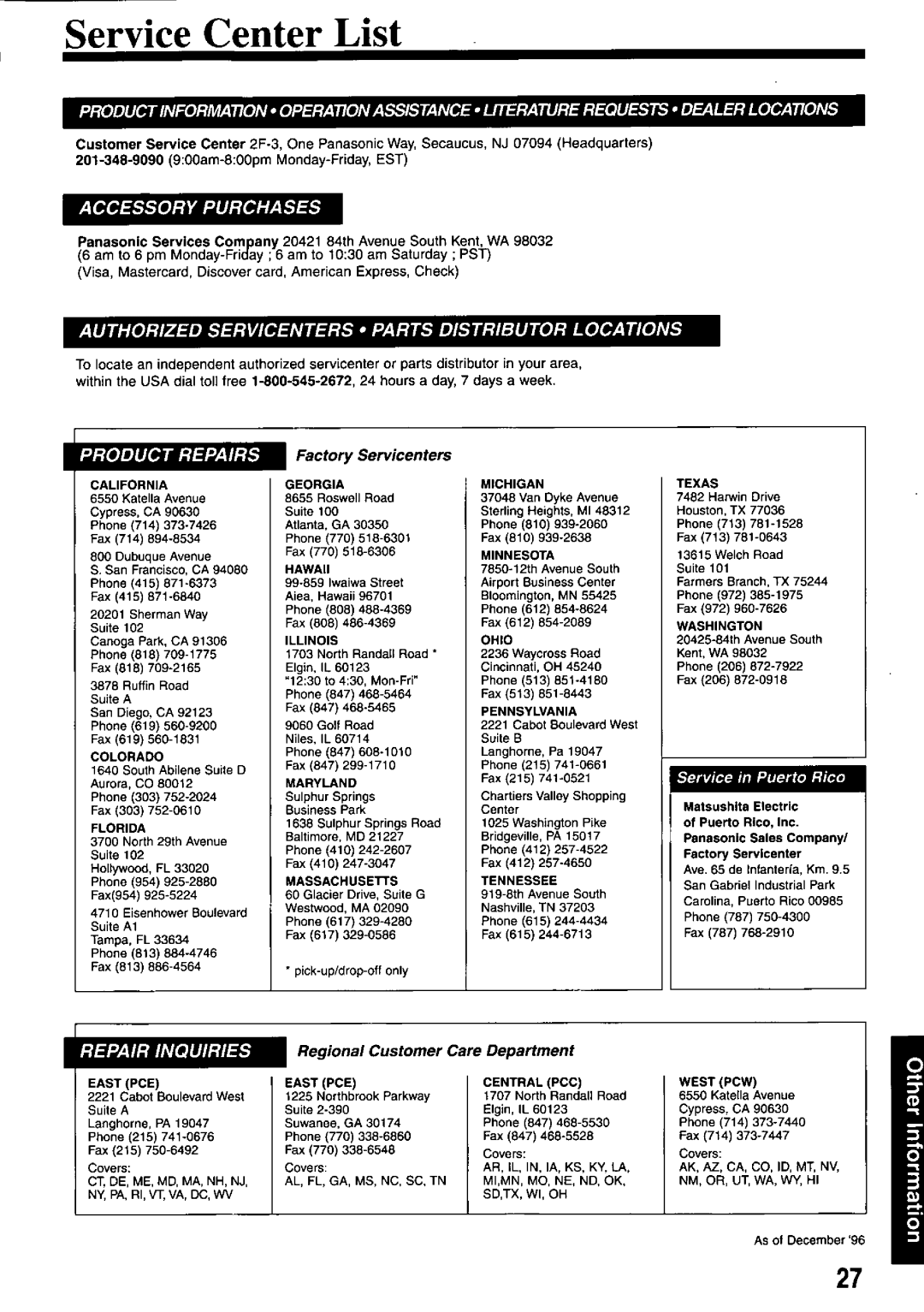 Panasonic PV-M2037 manual 