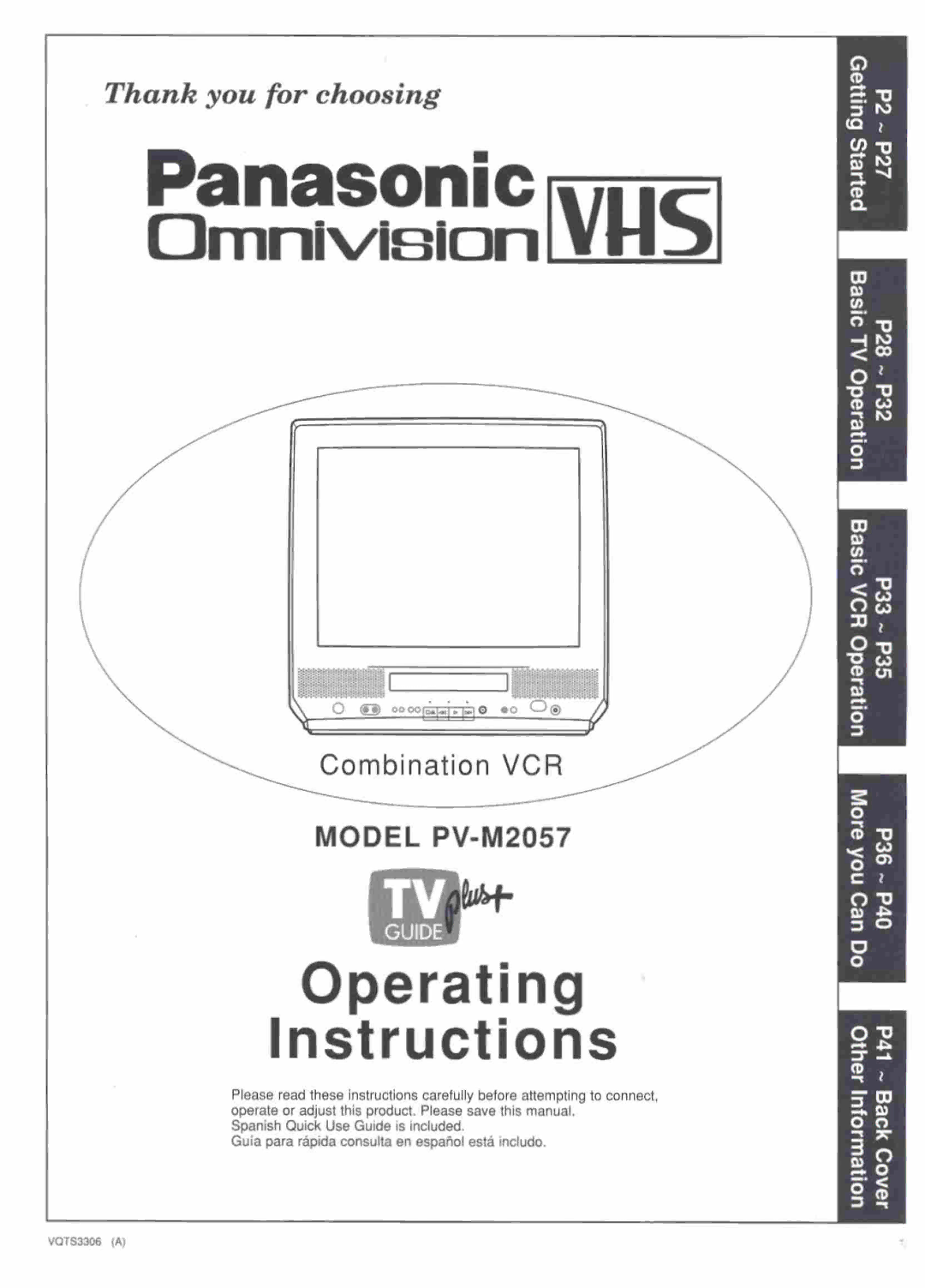 Panasonic PV-M2057 manual 