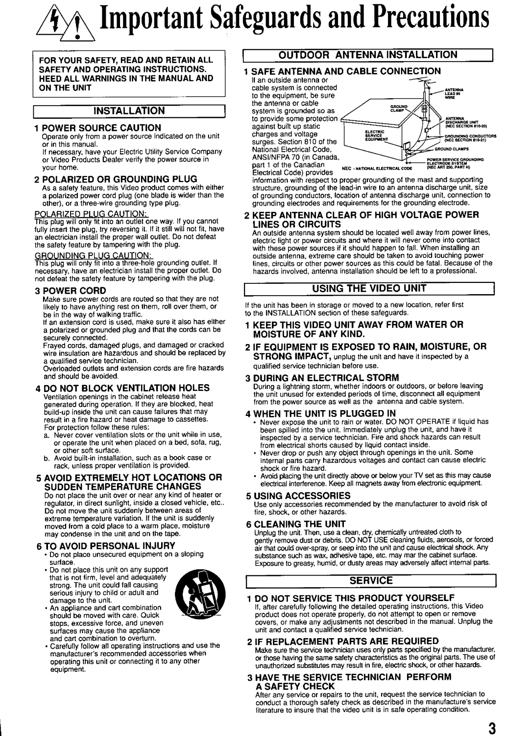 Panasonic PV-M2057 manual 