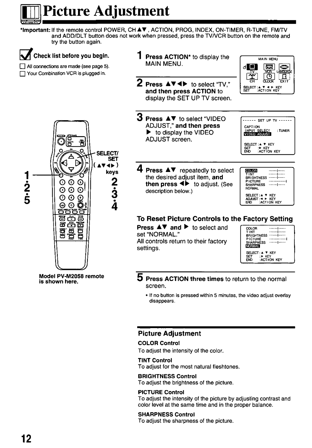 Panasonic PV-M2058, PV-M2048 manual 