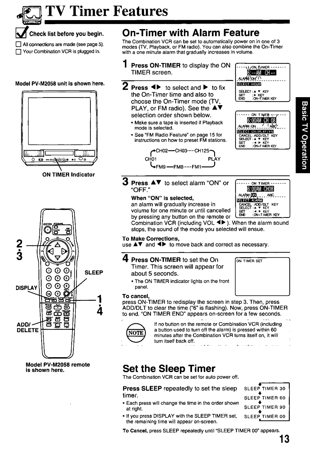 Panasonic PV-M2048, PV-M2058 manual 