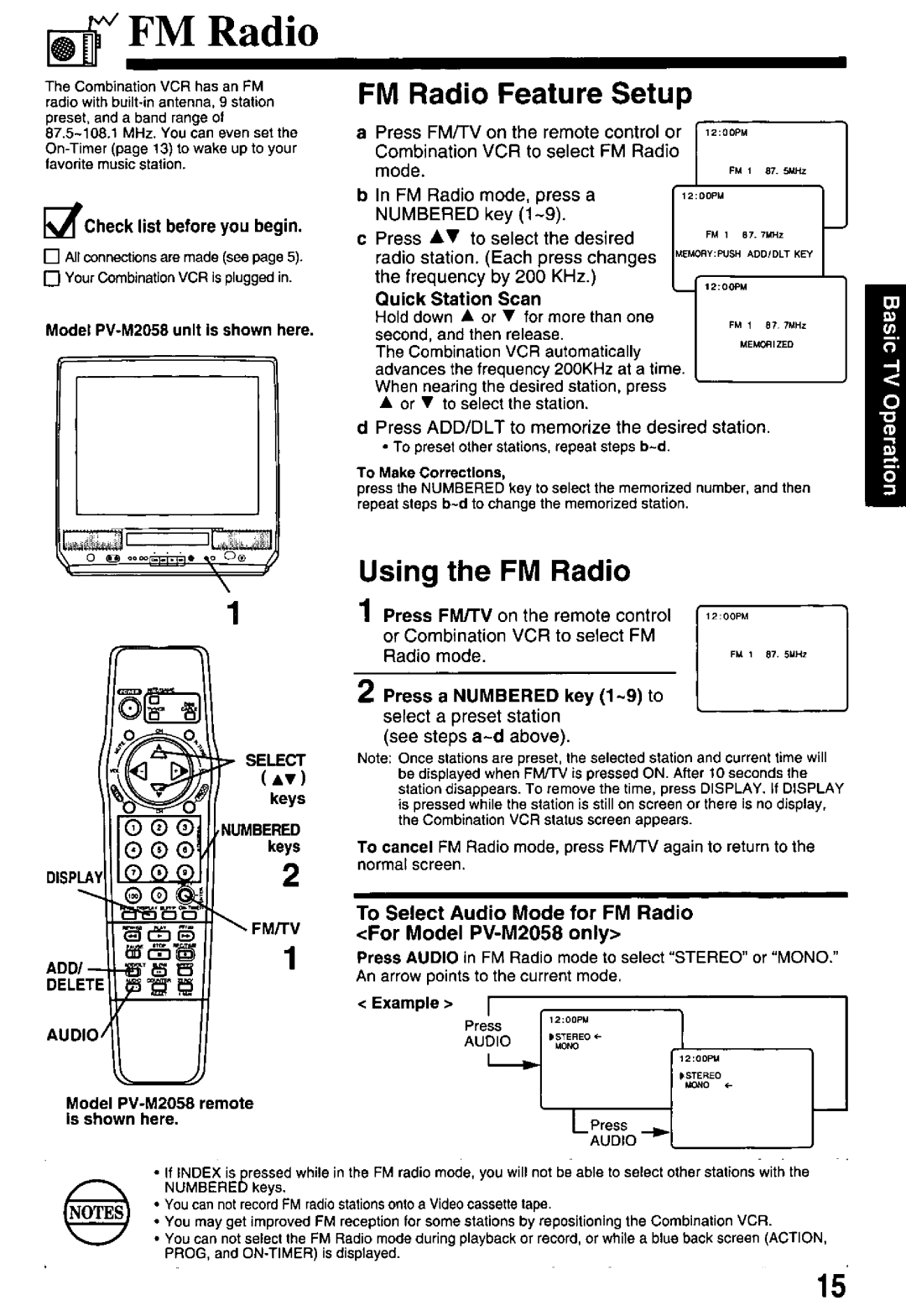 Panasonic PV-M2048, PV-M2058 manual 