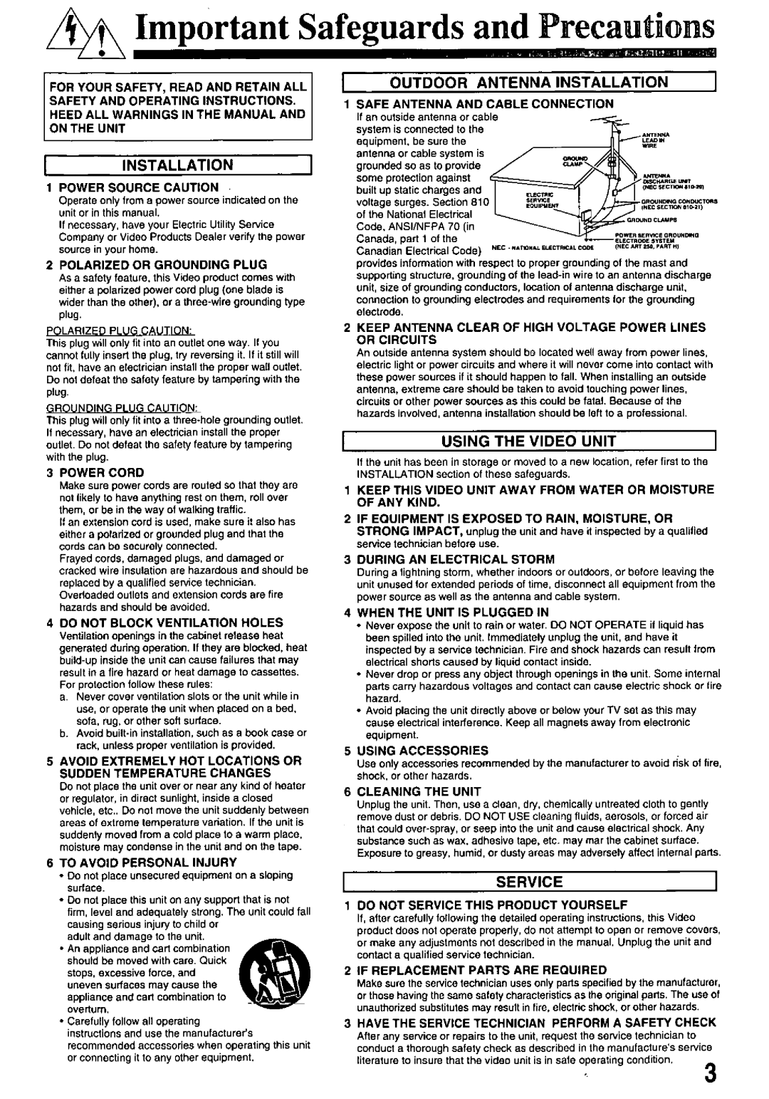 Panasonic PV-M2048, PV-M2058 manual 