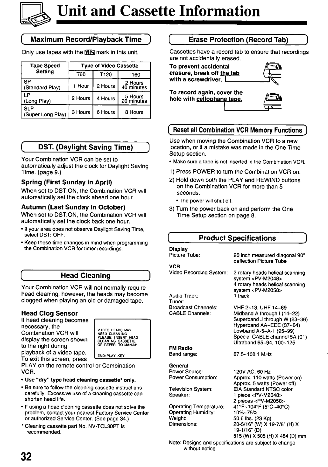 Panasonic PV-M2058, PV-M2048 manual 