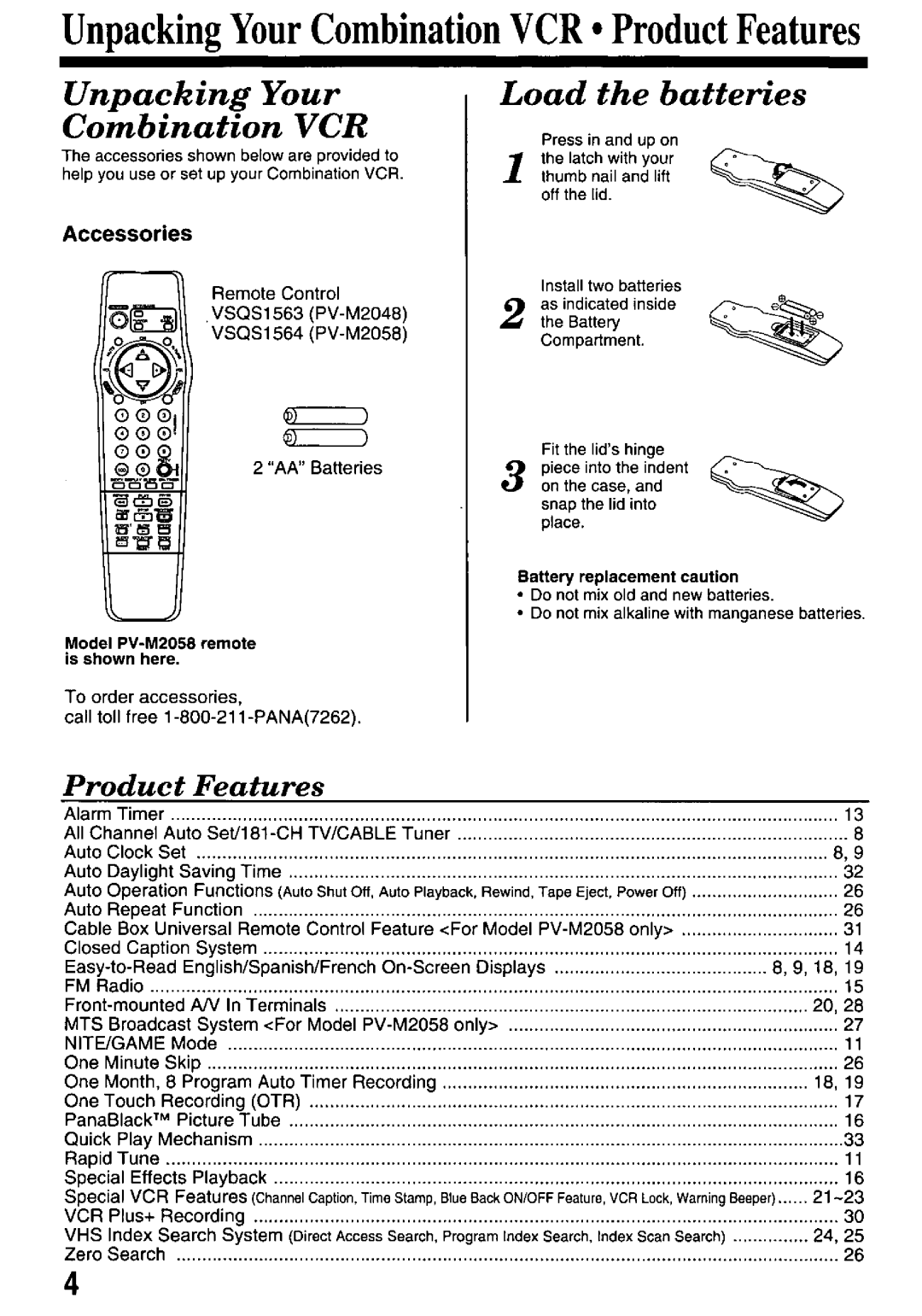 Panasonic PV-M2058, PV-M2048 manual 