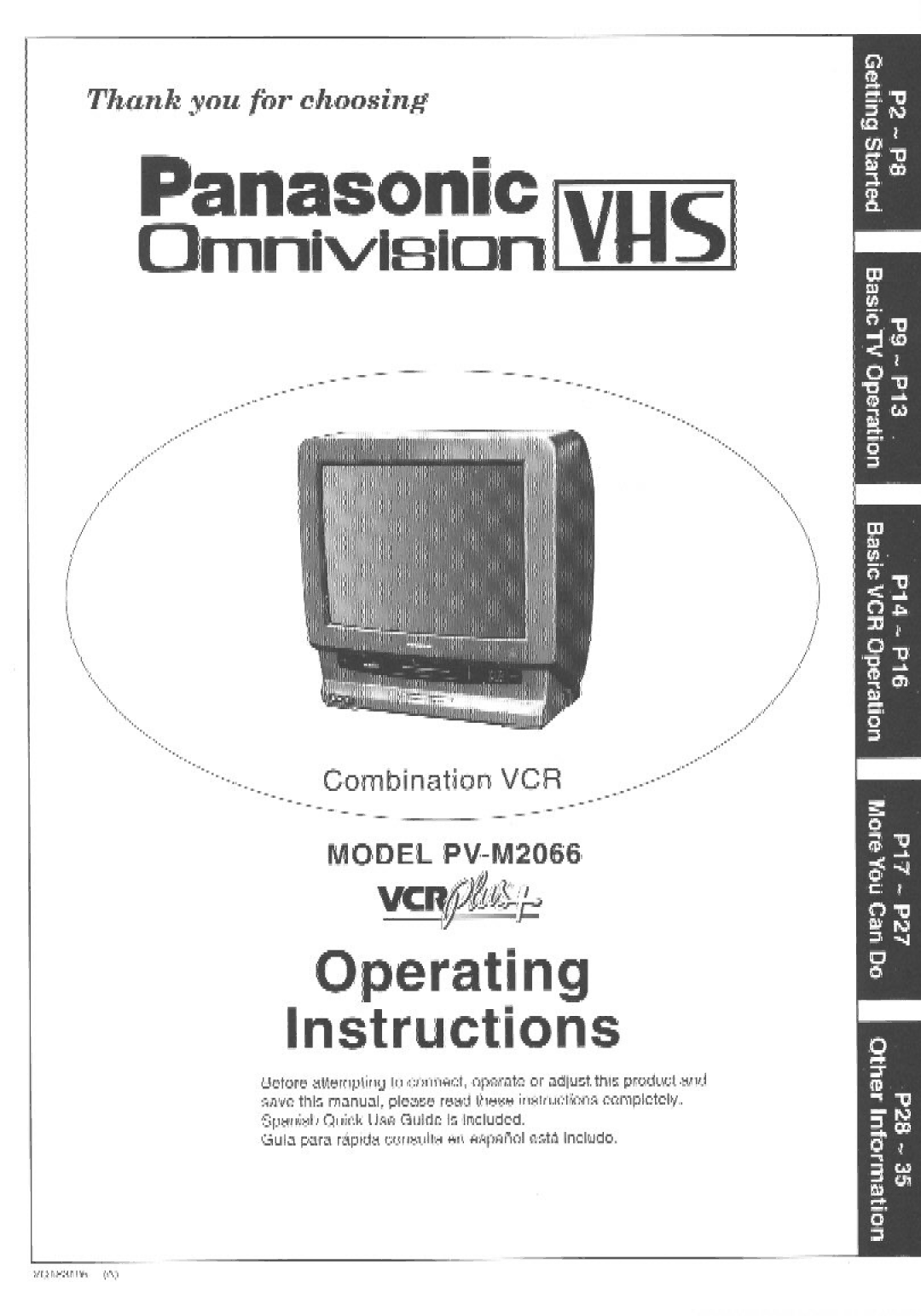 Panasonic PV-M2066 manual 