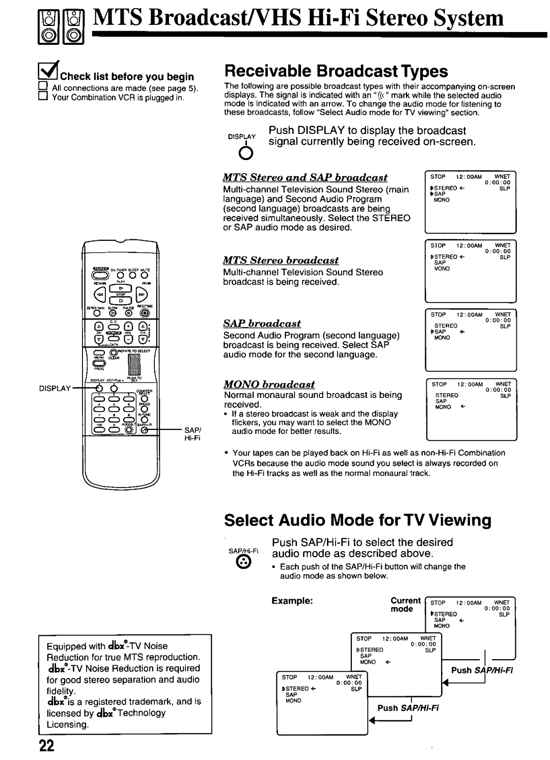 Panasonic PV-M2066 manual 