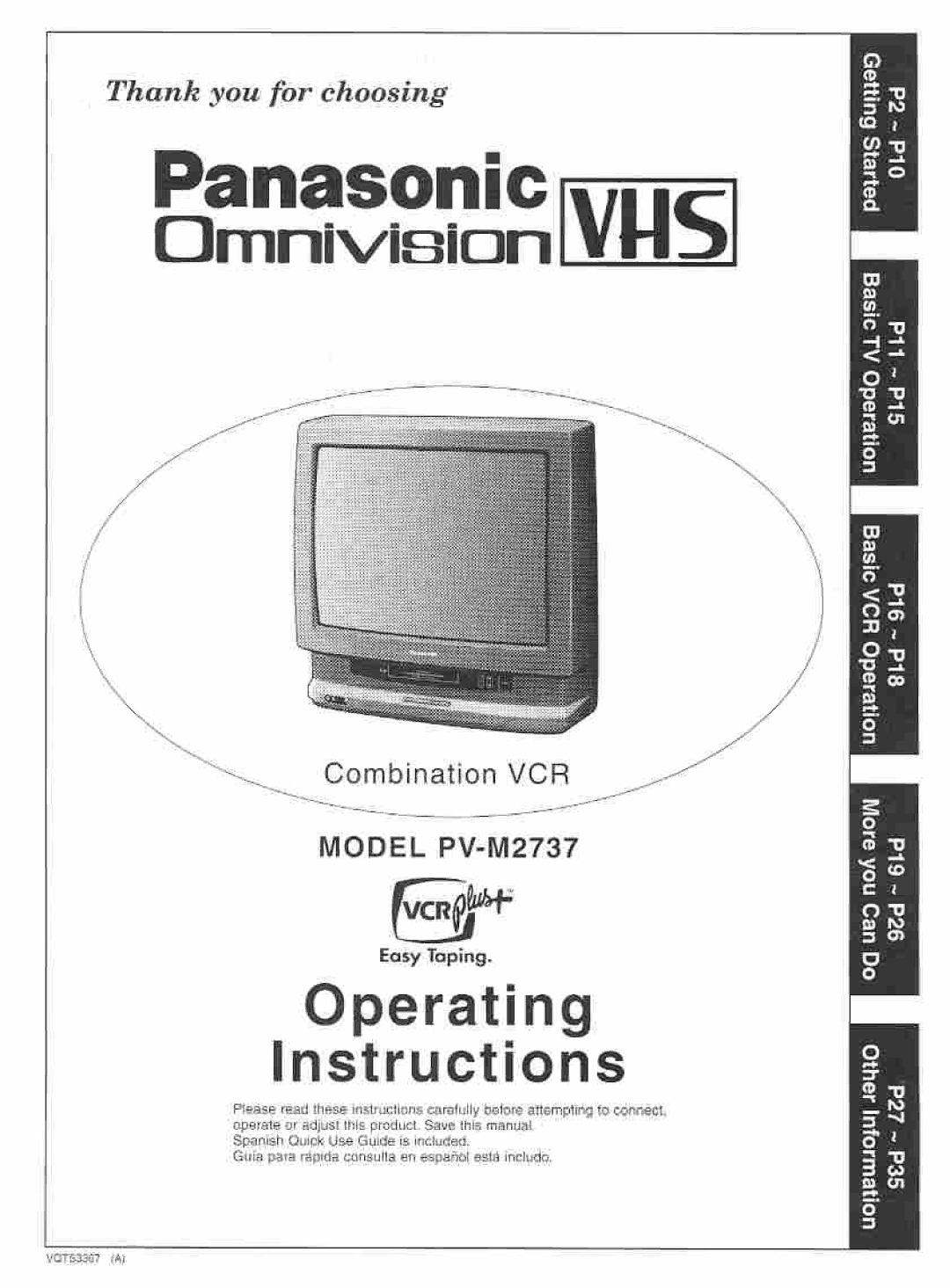 Panasonic PV-M2737 manual 