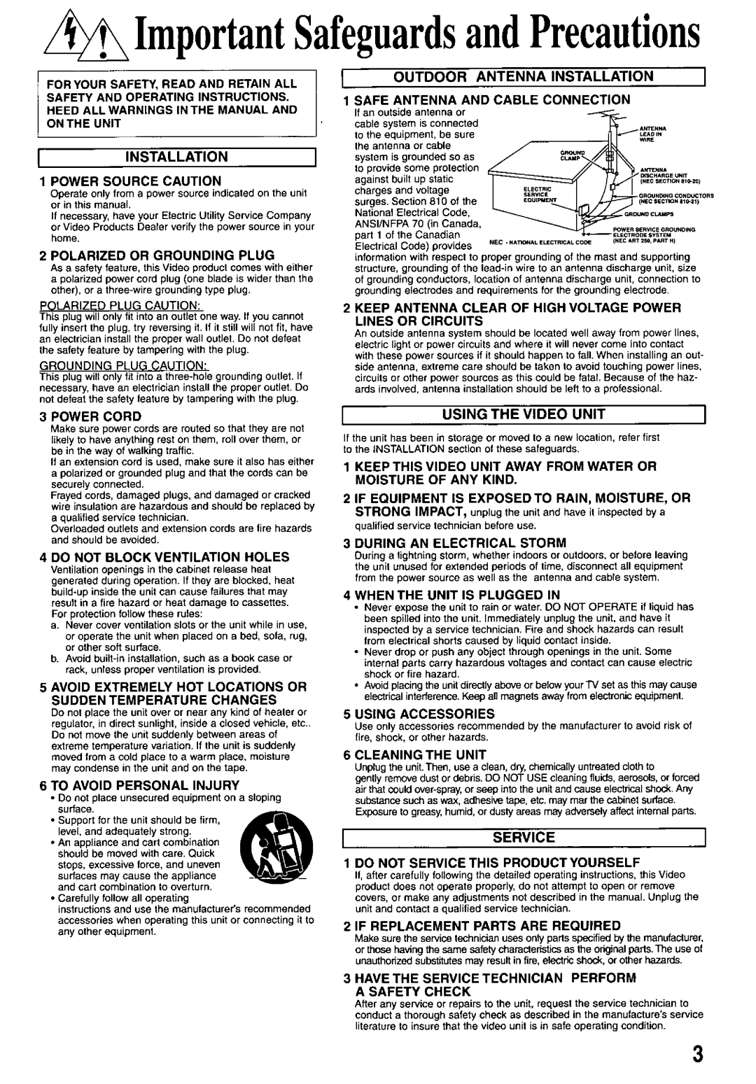 Panasonic PV-M2737 manual 