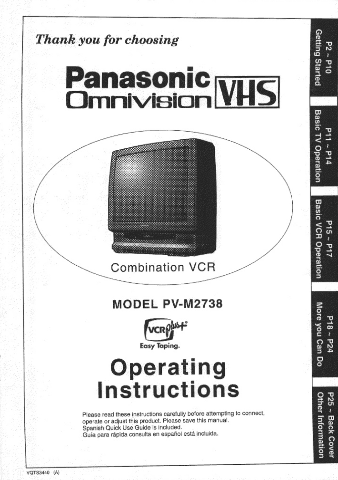 Panasonic PV-M2738 manual 