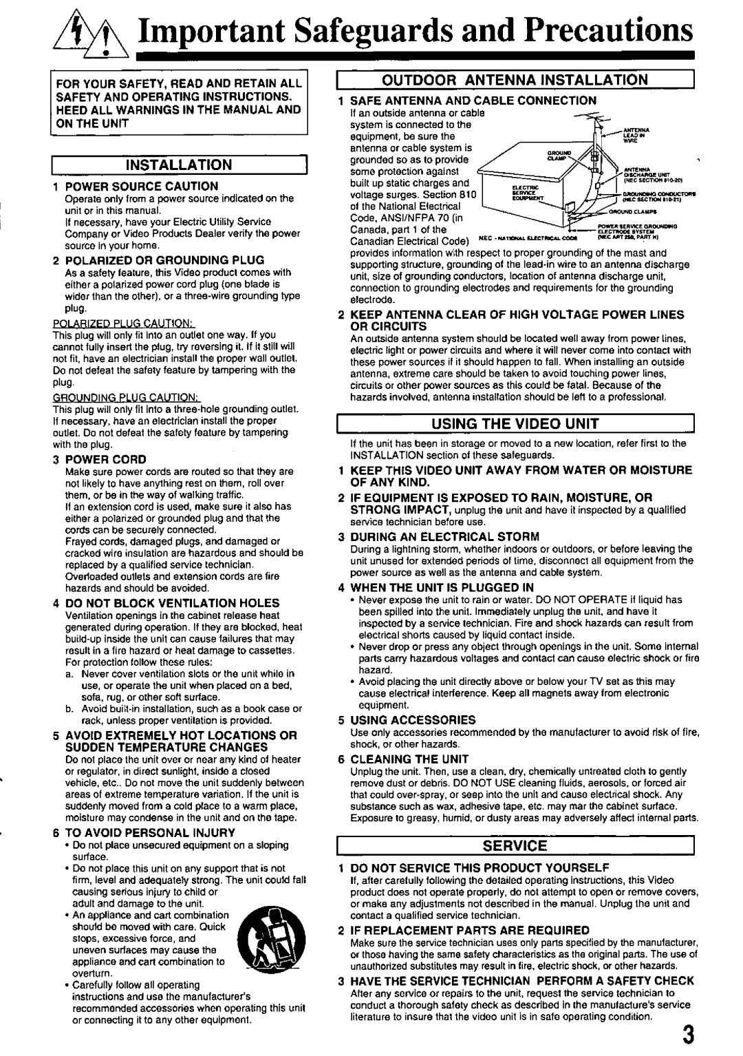 Panasonic PV-M2738 manual 