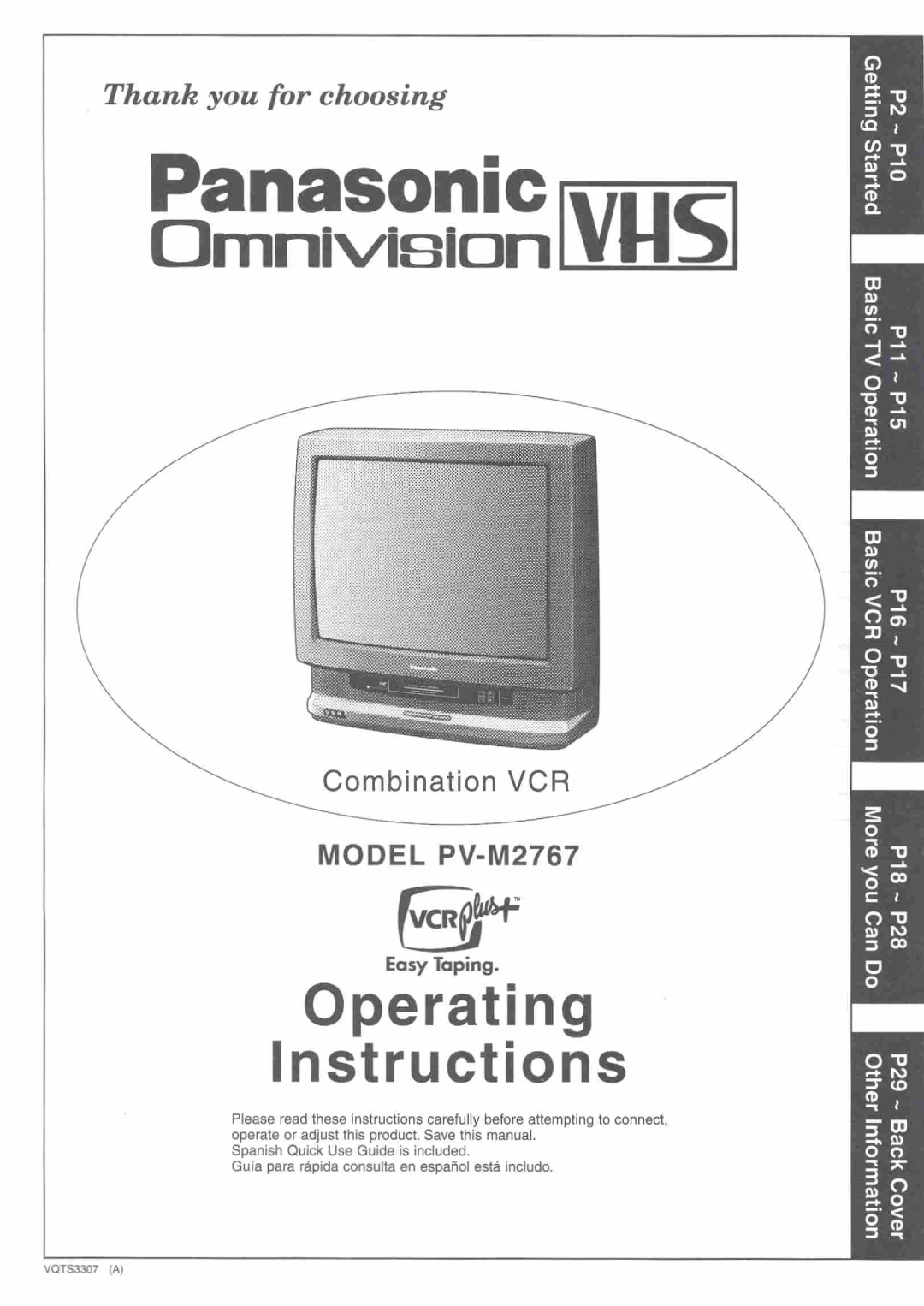 Panasonic PV-M2767 manual 