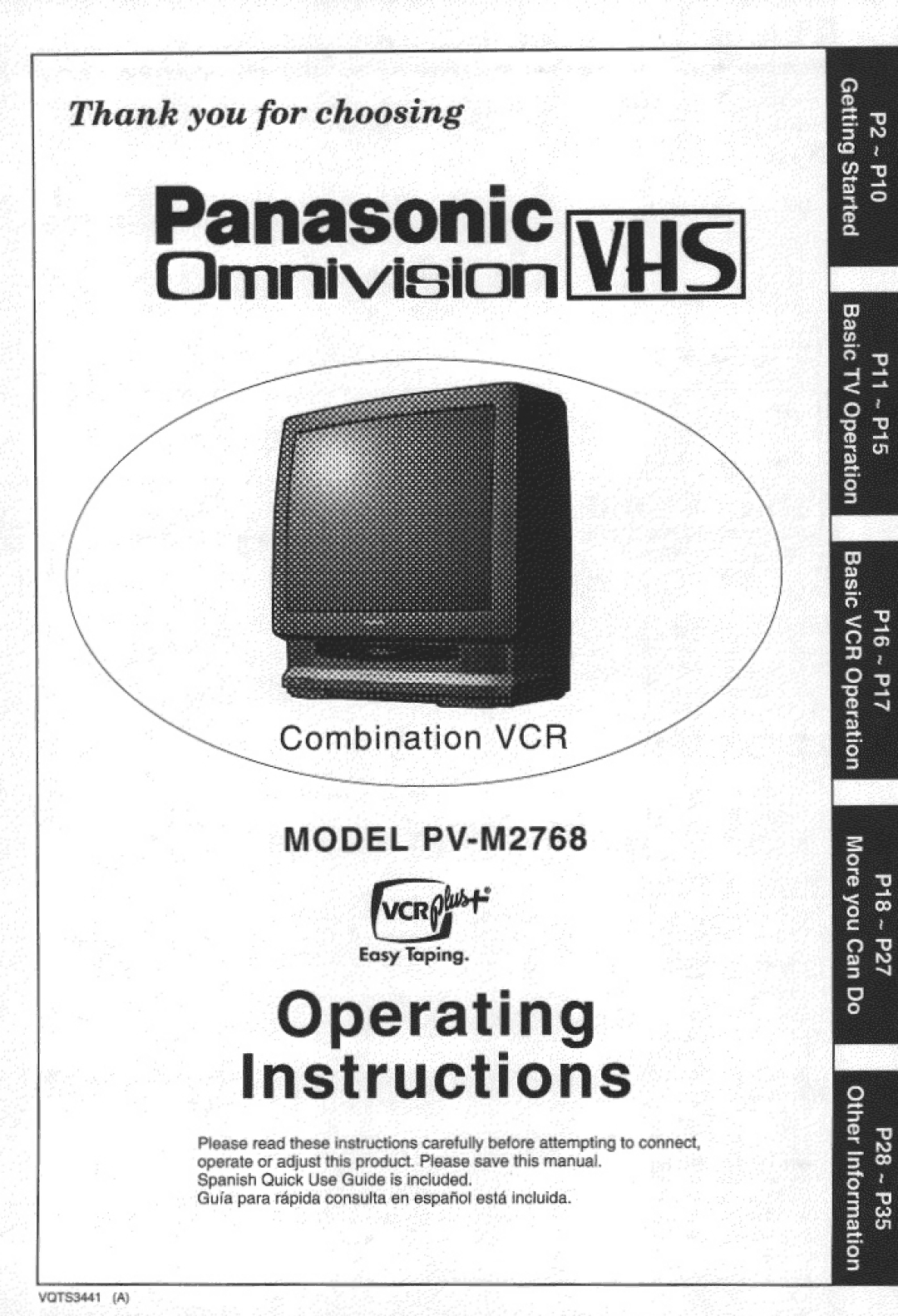 Panasonic PV-M2768 manual 