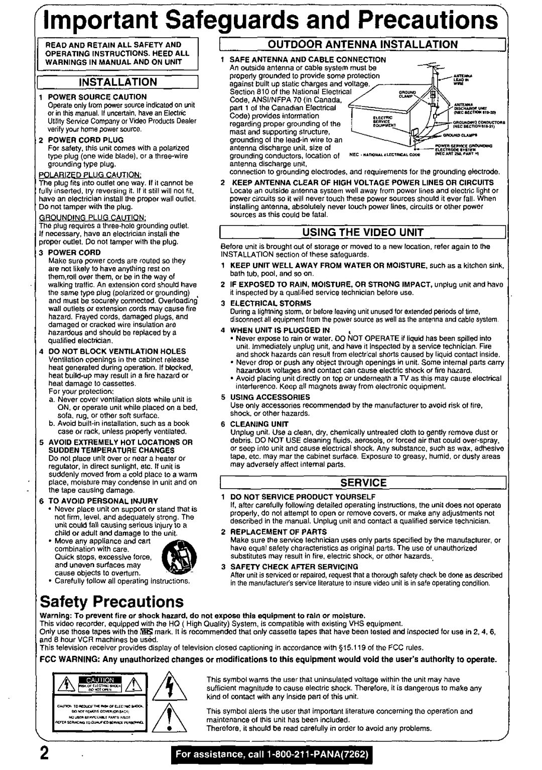 Panasonic PV M939 manual 