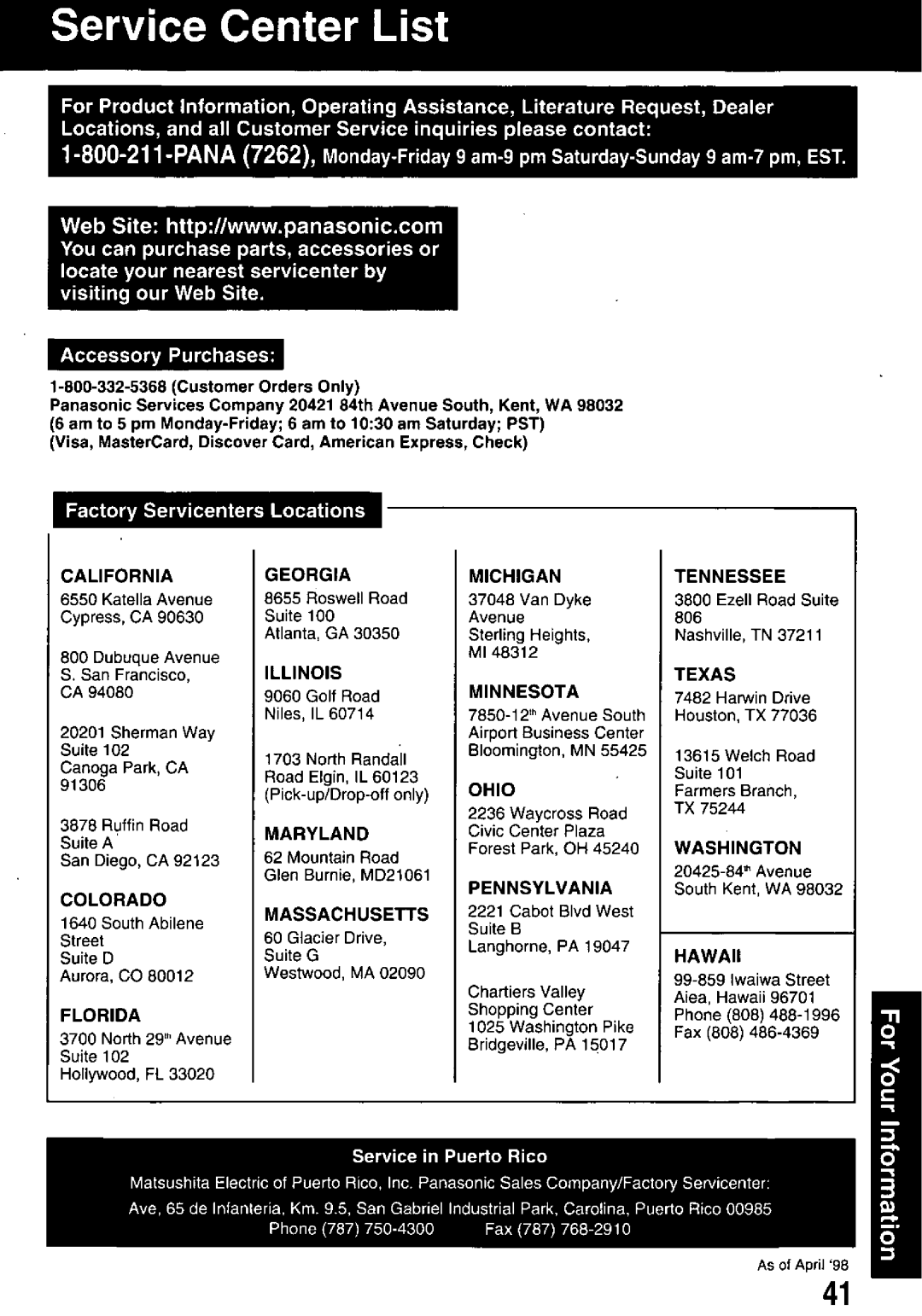 Panasonic PV M939 manual 