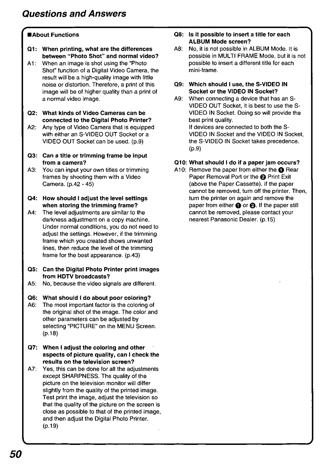 Panasonic PV-PD2000 manual 