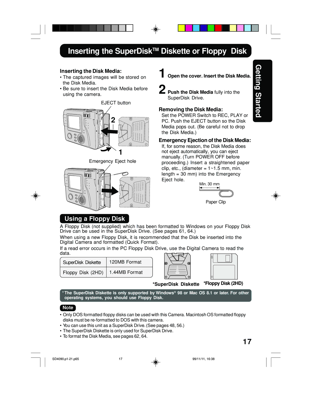 Panasonic PV-SD4090 operating instructions Using a Floppy Disk, SuperDisk Diskette *Floppy Disk 2HD 