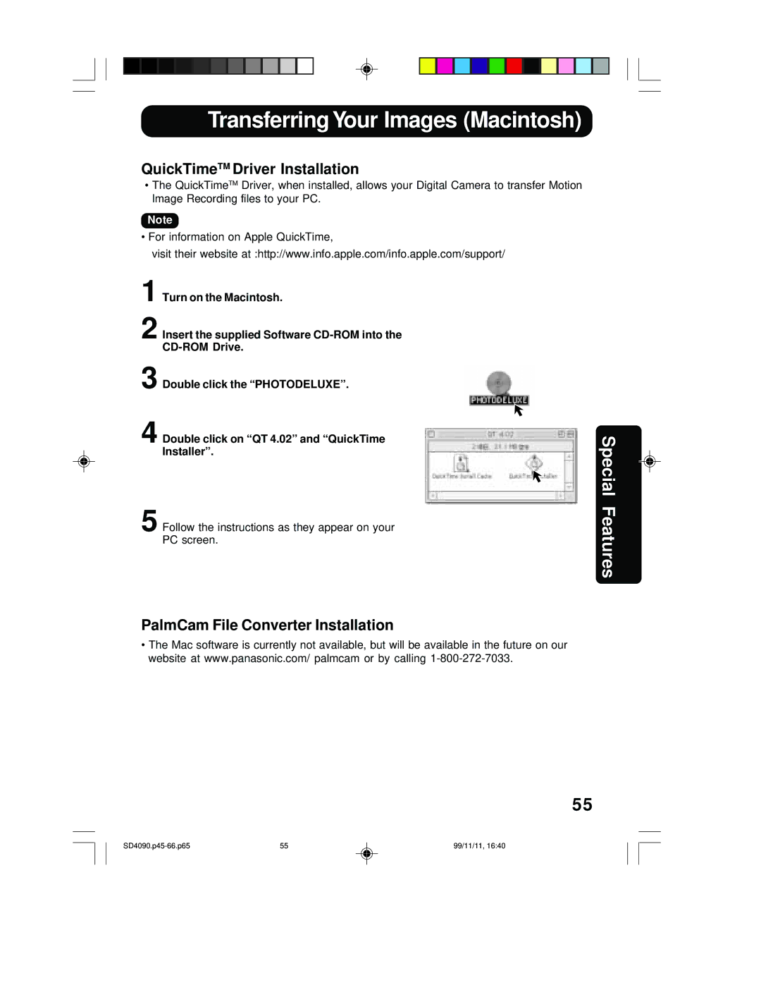 Panasonic PV-SD4090 operating instructions QuickTimeTM Driver Installation 