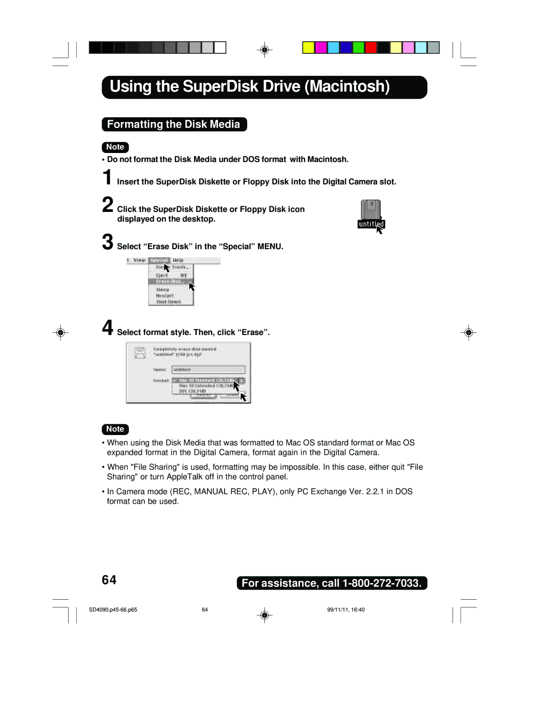 Panasonic PV-SD4090 operating instructions Using the SuperDisk Drive Macintosh 