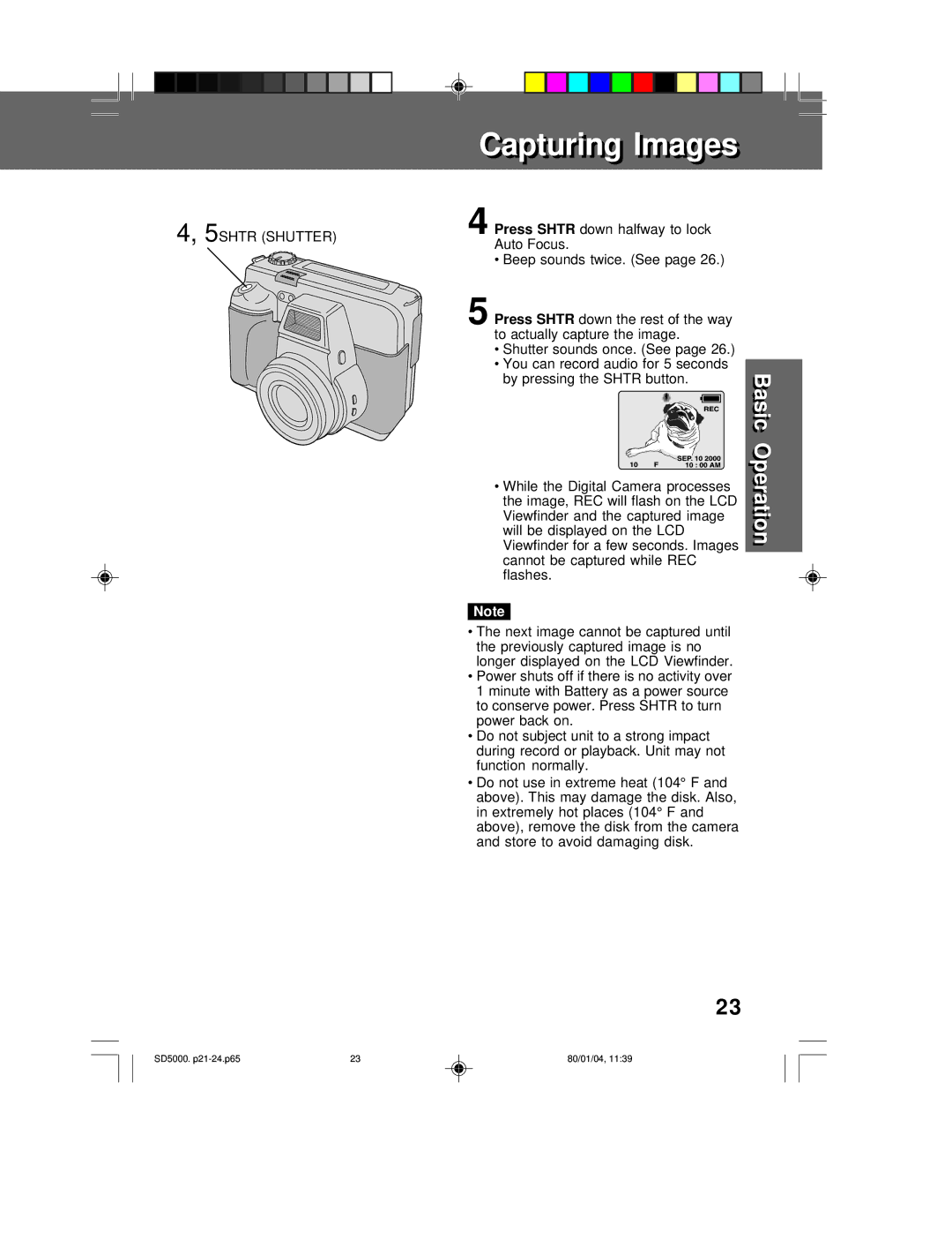 Panasonic PV-SD5000 operating instructions Auto Focus, To conserve power. Press Shtr to turn power back on 