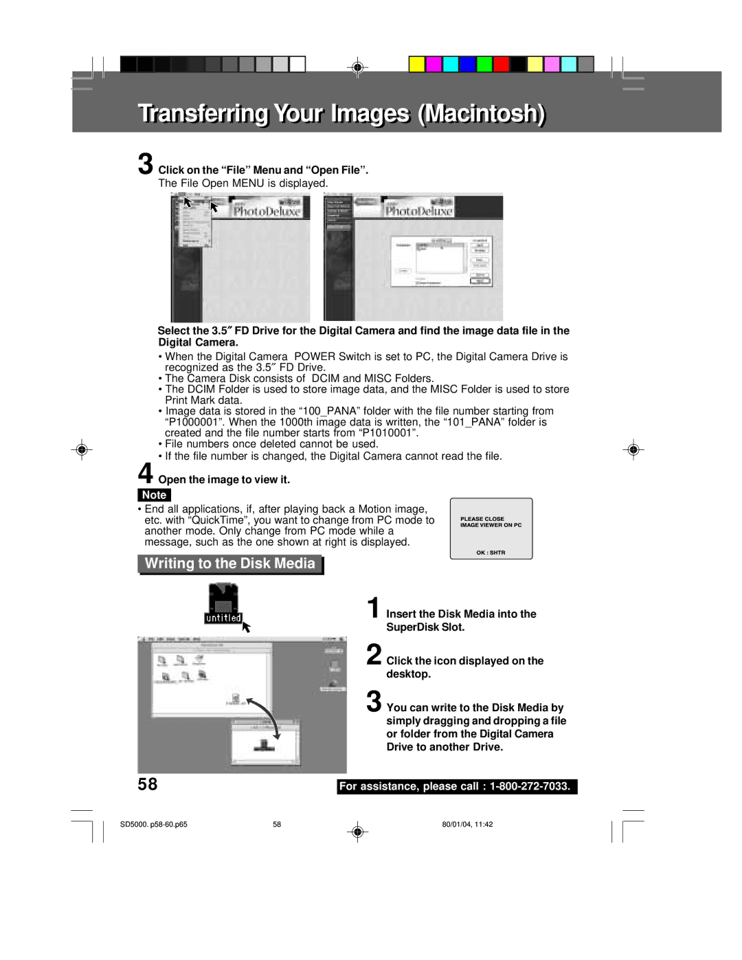 Panasonic PV-SD5000 Select, Insert the Disk Media into, Click the icon displayed on, You can write to the Disk Media by 