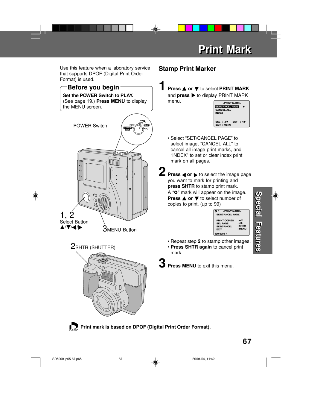 Panasonic PV-SD5000 operating instructions PrintPrint MarkMark, Copies to print. up to, Repeat step 