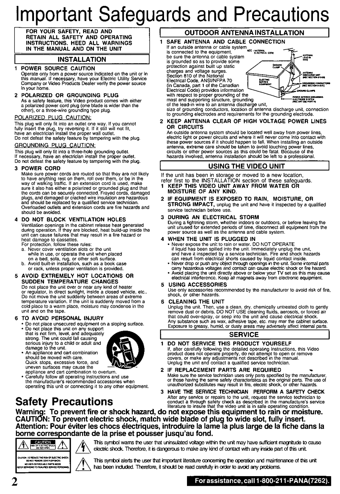 Panasonic PV-V4520 manual 