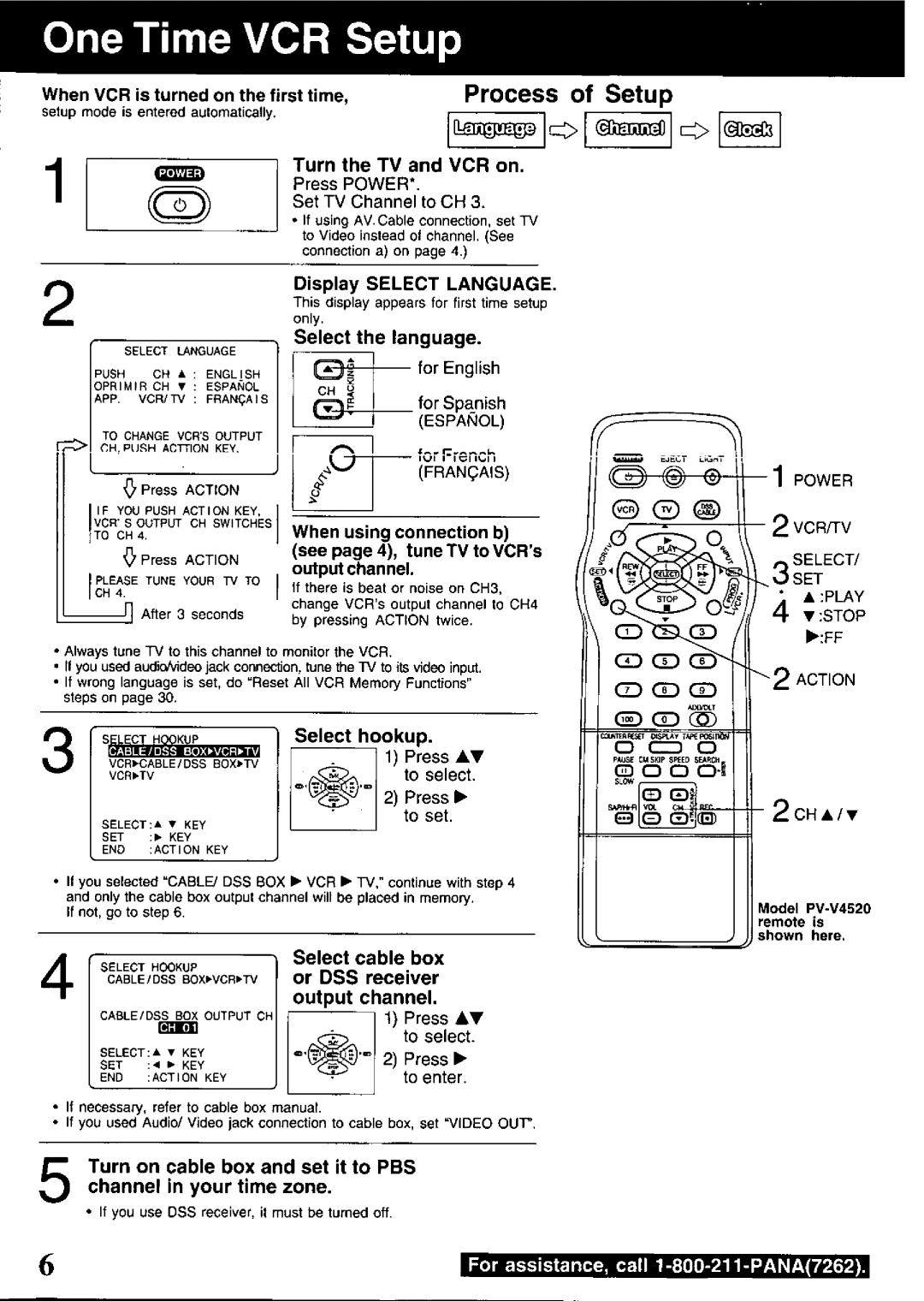 Panasonic PV-V4520 manual 